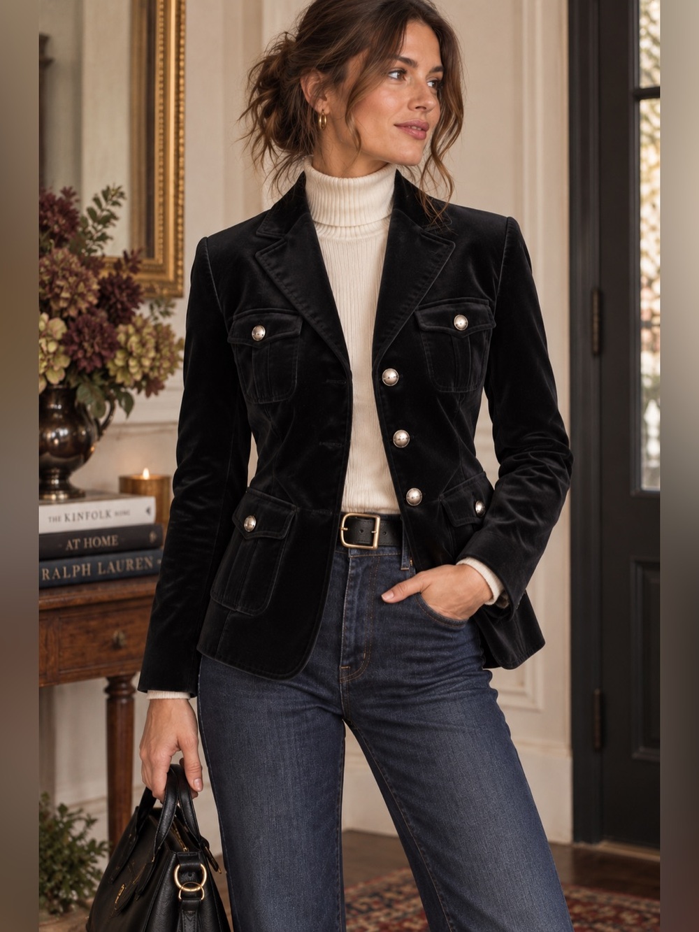 Martin + Osa Black Velvet Military Blazer Size 10 NWT Y2K Holiday 2008
